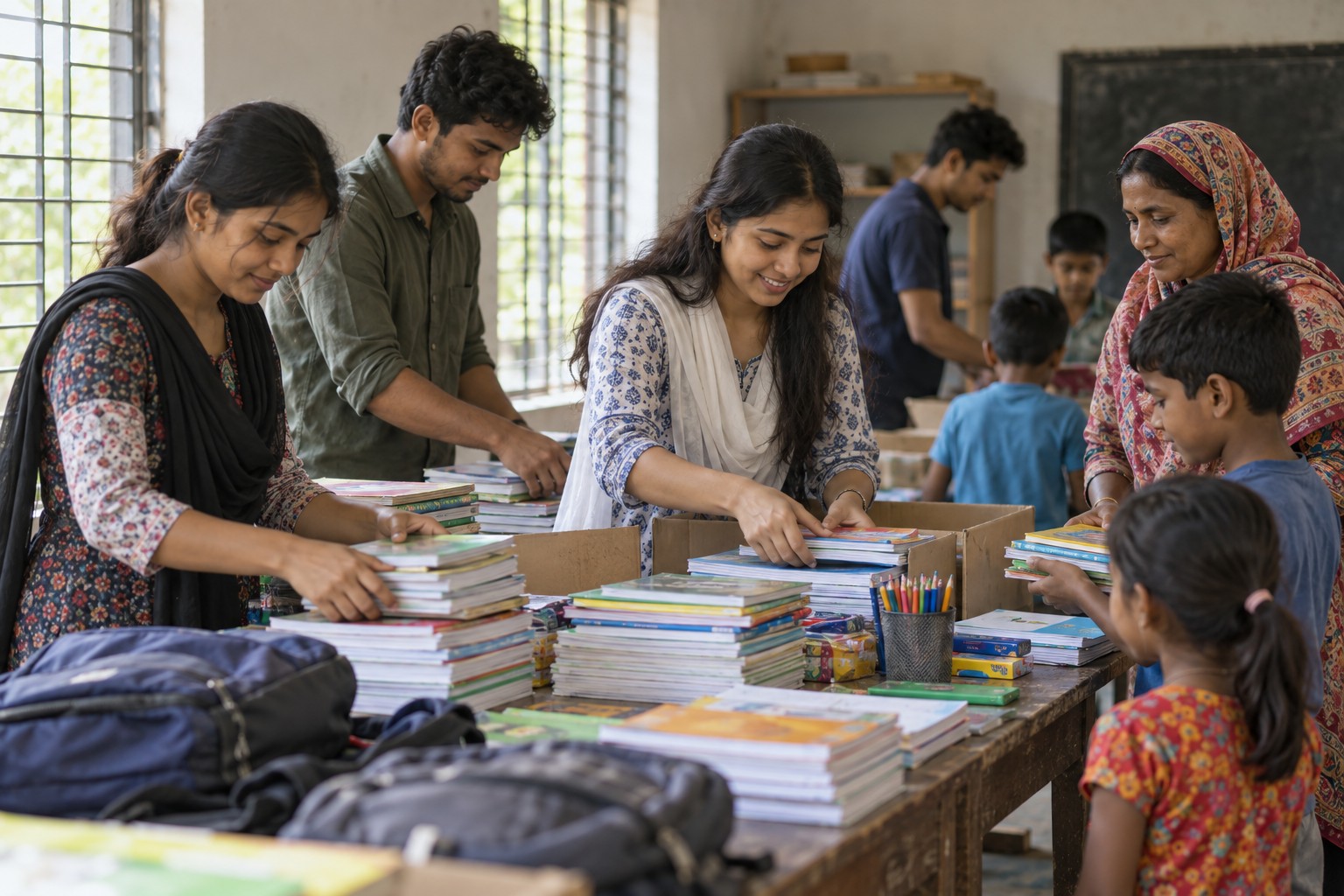 Students engaged in community welfare activities